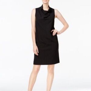 ANNE Klein Black Pinstripe Sheath Dress Black Medium